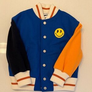 Palm Angels Blue and Yellow Smiley Varsity Jacket